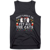 Most Likely To Pet All The Cats Cute 2025 Christmas Cat Tank Top