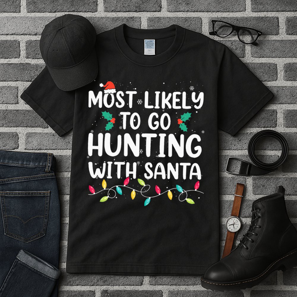 Most Likely To Go Hunting With Santa Hunt Christmas Pajama Tall T-Shirt