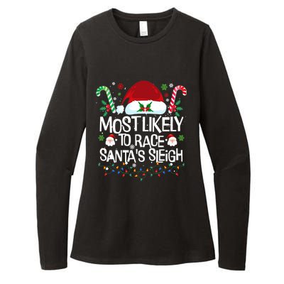 Most Likely To Race SantaS Sleigh Christmas Pajamas Gift Womens CVC Long Sleeve Shirt