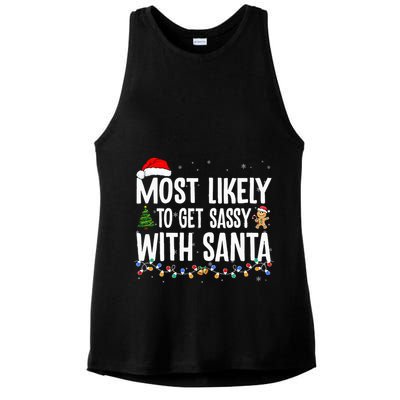 Most Likely To Get Sassy with Santa Funny Family Christmas  Ladies PosiCharge Tri-Blend Wicking Tank