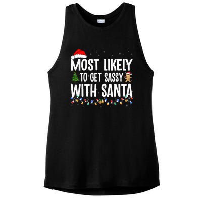 Most Likely To Get Sassy with Santa Funny Family Christmas  Ladies PosiCharge Tri-Blend Wicking Tank