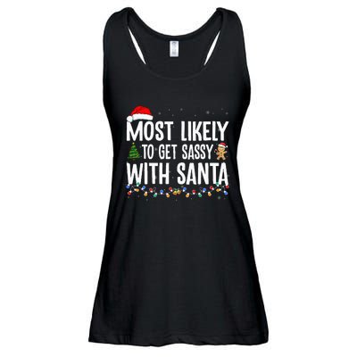 Most Likely To Get Sassy with Santa Funny Family Christmas  Ladies Essential Flowy Tank