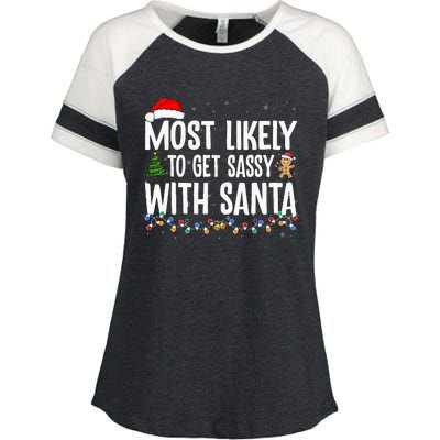 Most Likely To Get Sassy with Santa Funny Family Christmas  Enza Ladies Jersey Colorblock Tee