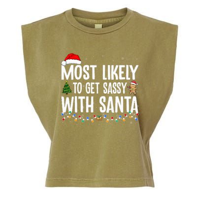 Most Likely To Get Sassy with Santa Funny Family Christmas  Garment-Dyed Women's Muscle Tee