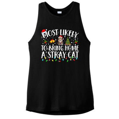 Most Likely To Bring Home A Stray Cat Matching Christmas Ladies PosiCharge Tri-Blend Wicking Tank