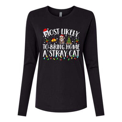 Most Likely To Bring Home A Stray Cat Matching Christmas Womens Cotton Relaxed Long Sleeve T-Shirt