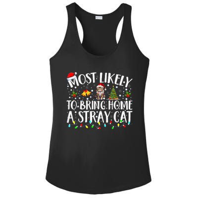 Most Likely To Bring Home A Stray Cat Matching Christmas Ladies PosiCharge Competitor Racerback Tank