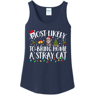 Most Likely To Bring Home A Stray Cat Matching Christmas Ladies Essential Tank