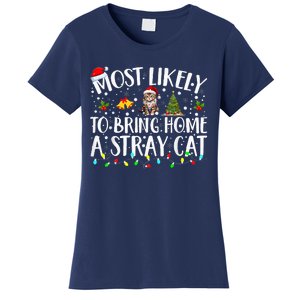 Most Likely To Bring Home A Stray Cat Matching Christmas Women's T-Shirt