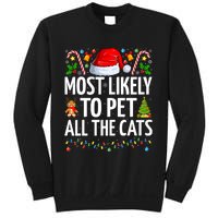 Most Likely To Pet All The Cats Funny Cat Lover Christmas Sweatshirt