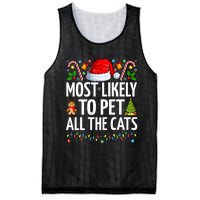 Most Likely To Pet All The Cats Funny Cat Lover Christmas Mesh Reversible Basketball Jersey Tank