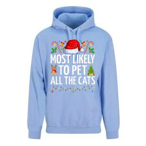 Most Likely To Pet All The Cats Funny Cat Lover Christmas Unisex Surf Hoodie