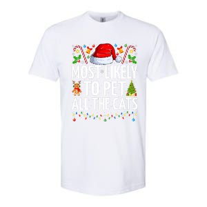 Most Likely To Pet All The Cats Funny Cat Lover Christmas Softstyle CVC T-Shirt