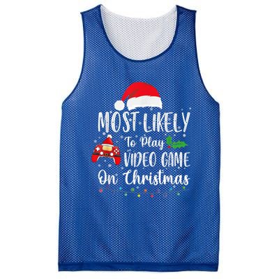 Most Likely To Play Video Games On Christmas Gamer Lovers Gift Mesh Reversible Basketball Jersey Tank