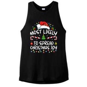 Most Likely To Spread Christmas Joy Family Matching Pajamas Ladies PosiCharge Tri-Blend Wicking Tank