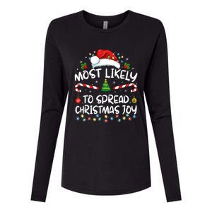 Most Likely To Spread Christmas Joy Family Matching Pajamas Womens Cotton Relaxed Long Sleeve T-Shirt