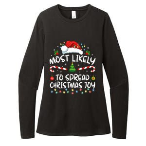 Most Likely To Spread Christmas Joy Family Matching Pajamas Womens CVC Long Sleeve Shirt