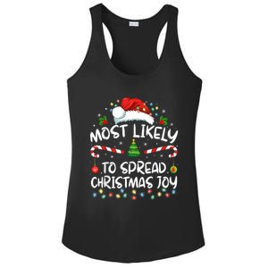 Most Likely To Spread Christmas Joy Family Matching Pajamas Ladies PosiCharge Competitor Racerback Tank