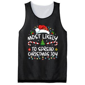 Most Likely To Spread Christmas Joy Family Matching Pajamas Mesh Reversible Basketball Jersey Tank