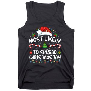 Most Likely To Spread Christmas Joy Family Matching Pajamas Tank Top