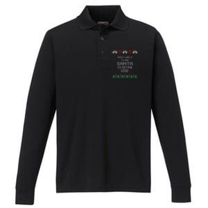 Most Likely To Ask Santa Define Good Funny Christmas Family Ugly Christmas Performance Long Sleeve Polo