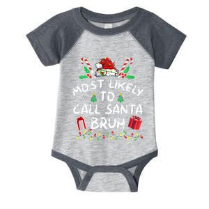 Most Likely To Call Santa Bruh Christmas Family Matching Infant Baby Jersey Bodysuit