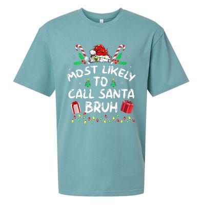 Most Likely To Call Santa Bruh Christmas Family Matching Sueded Cloud Jersey T-Shirt