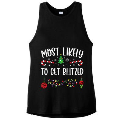 Most Likely To Get Blitzed Funny Christmas Family Matching Cute Christmas Fami Ladies PosiCharge Tri-Blend Wicking Tank