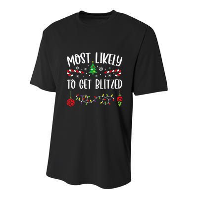 Most Likely To Get Blitzed Funny Christmas Family Matching Cute Christmas Fami Youth Performance Sprint T-Shirt