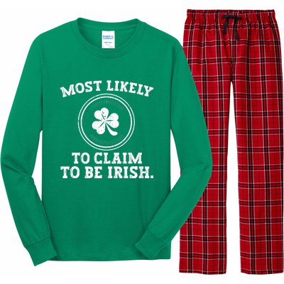 Most Likely To Claim To Be Irish Funny St Patricks Day Long Sleeve Pajama Set