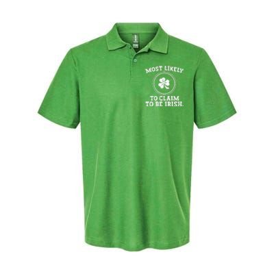 Most Likely To Claim To Be Irish Funny St Patricks Day Softstyle Adult Sport Polo