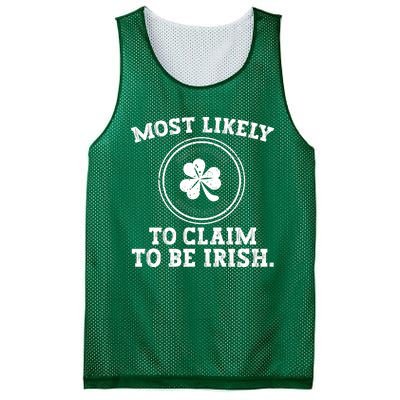 Most Likely To Claim To Be Irish Funny St Patricks Day Mesh Reversible Basketball Jersey Tank