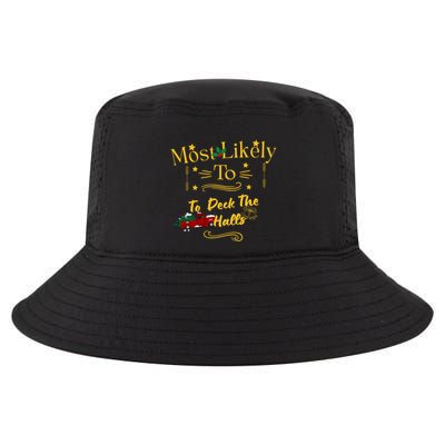 Most Likely To Deck The Halls Gold Cool Comfort Performance Bucket Hat