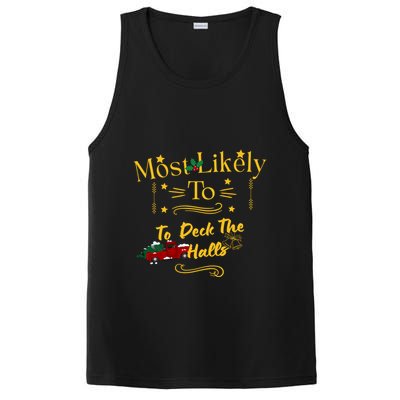 Most Likely To Deck The Halls Gold PosiCharge Competitor Tank