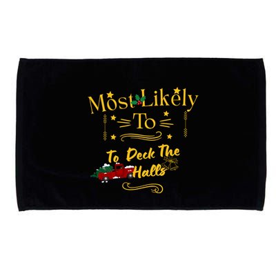 Most Likely To Deck The Halls Gold Microfiber Hand Towel