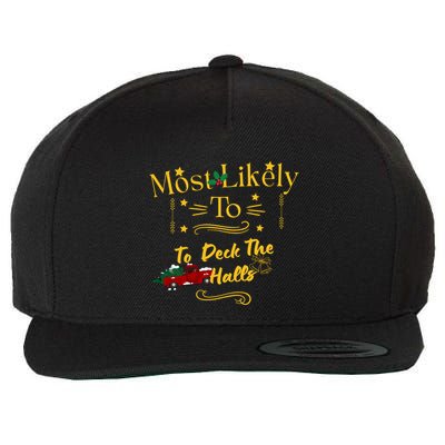 Most Likely To Deck The Halls Gold Wool Snapback Cap