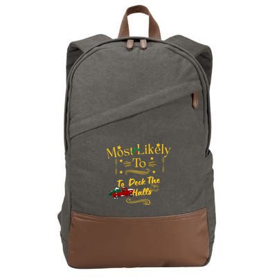 Most Likely To Deck The Halls Gold Cotton Canvas Backpack