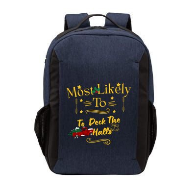 Most Likely To Deck The Halls Gold Vector Backpack