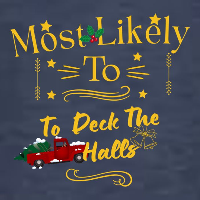 Most Likely To Deck The Halls Gold Vector Backpack