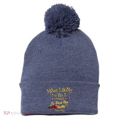 Most Likely To Deck The Halls Gold Pom Pom 12in Knit Beanie