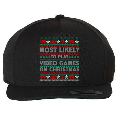 Most Likely To Play Video Games On Christmas Gaming Gamer Meaningful Gift Wool Snapback Cap