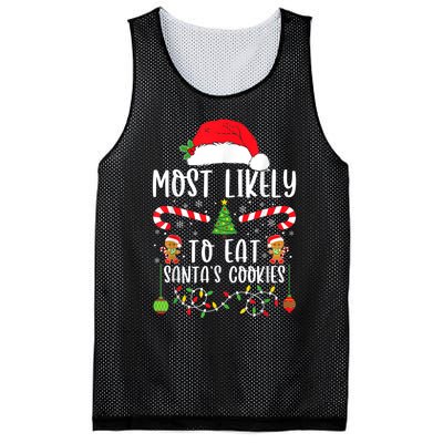 Most Likely To Eat Santas Cookies Christmas Matching Family Mesh Reversible Basketball Jersey Tank