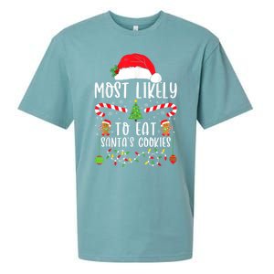 Most Likely To Eat Santas Cookies Christmas Matching Family Sueded Cloud Jersey T-Shirt