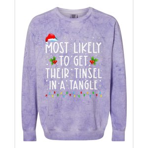 Most Likely To Get Their Tinsel In A Tangle Family Christmas Gift Colorblast Crewneck Sweatshirt