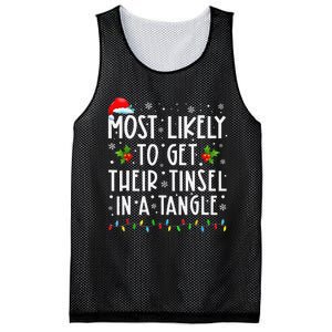 Most Likely To Get Their Tinsel In A Tangle Family Christmas Gift Mesh Reversible Basketball Jersey Tank