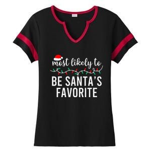 Most Likely To Christmas Matching Family Pajamas Funny Ladies Halftime Notch Neck Tee