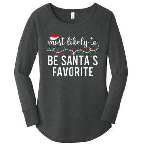 Most Likely To Christmas Matching Family Pajamas Funny Women's Perfect Tri Tunic Long Sleeve Shirt