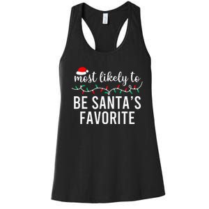 Most Likely To Christmas Matching Family Pajamas Funny Women's Racerback Tank