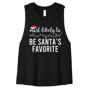 Most Likely To Christmas Matching Family Pajamas Funny Women's Racerback Cropped Tank