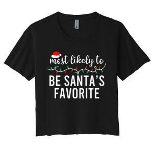 Most Likely To Christmas Matching Family Pajamas Funny Women's Crop Top Tee